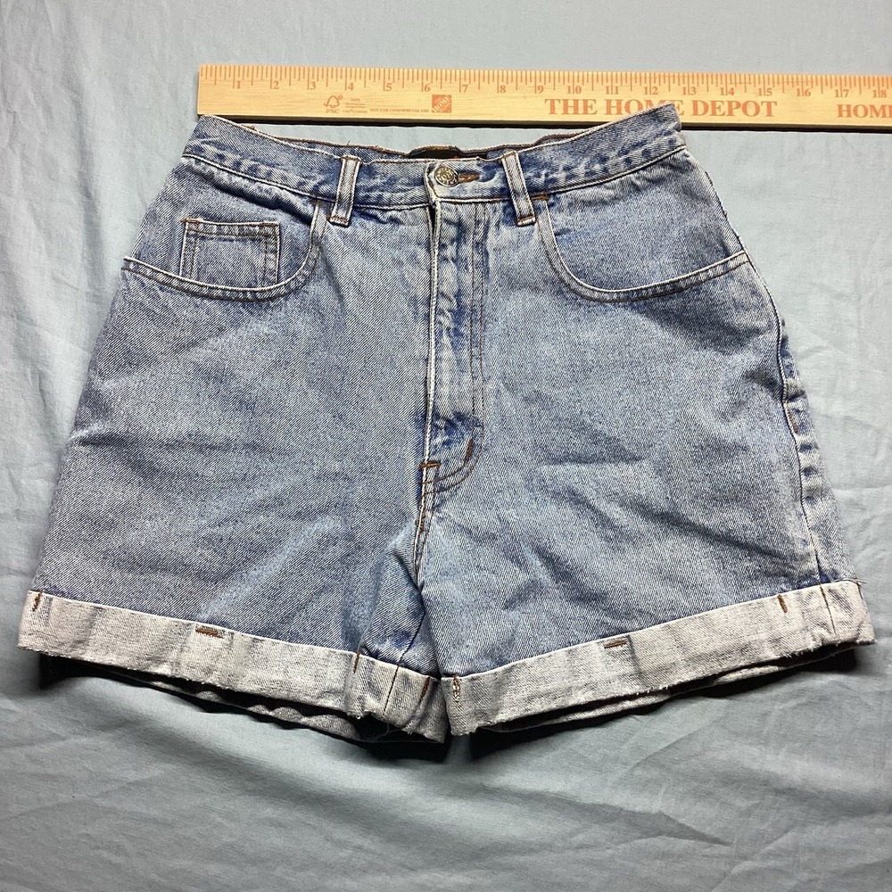 Vintage 90s Girls Dakota Blue Jean Shorts Size 7 Mom Shorts Rolled Hem